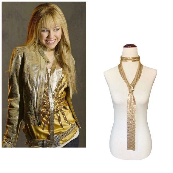 Hannah Montana’s wardrobe! Gold metal skinny scarf - Picture 2 of 8